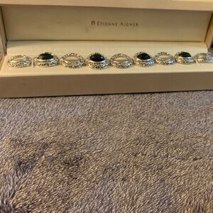 Etienne Aigner Black and Silver Link Bracelet